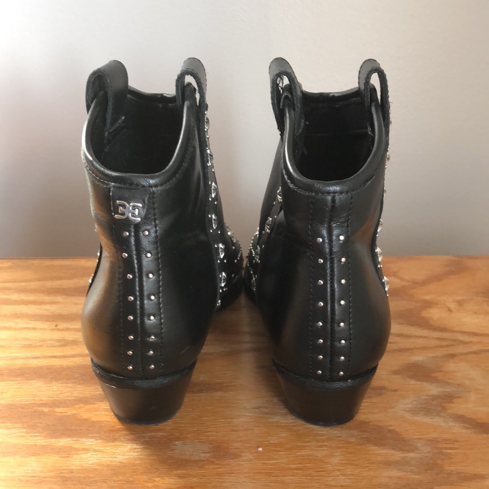 Sam Edelman Women sz 6 Black Leather Studded Western Ankle Booties - Picture 3 of 7
